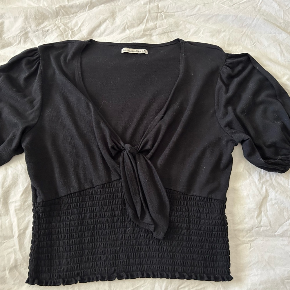 Abercrombie & Fitch Black Tie-Front Blouse